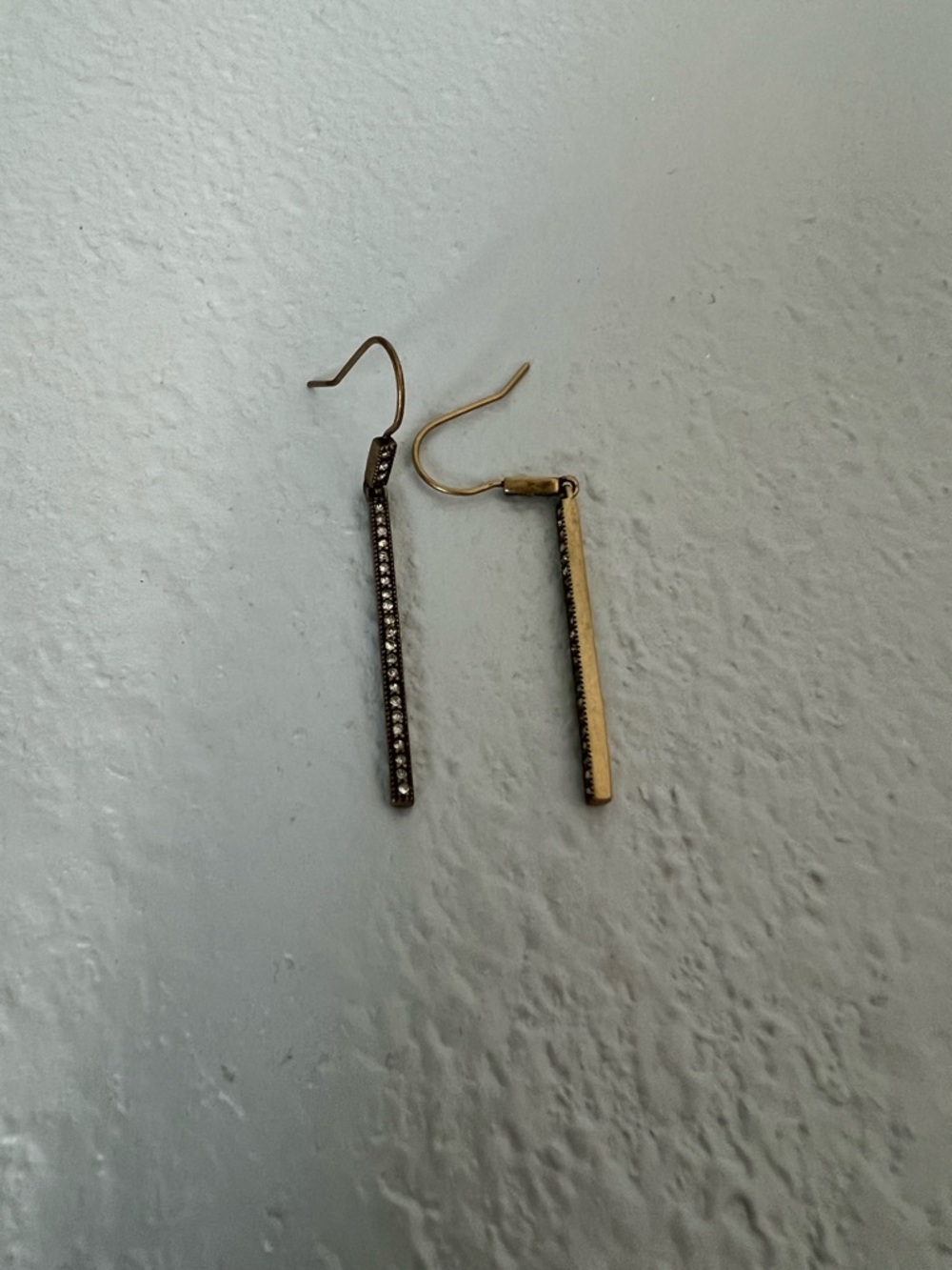 J. Crew Gold Bar Drop Earrings with Crystal Row